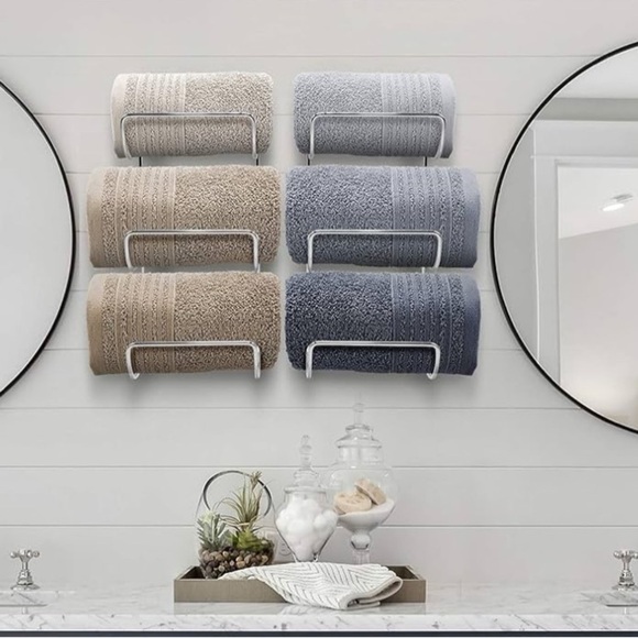 Towel Holder for Bathroom Wall Mounted Towel Rack Shelves for Rolled Bath Towels - Picture 4 of 4